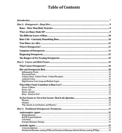 The Bone Density Solution Table of Contents
