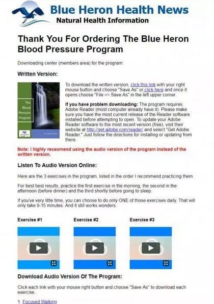Blue Heron Blood Pressure Program Member Area