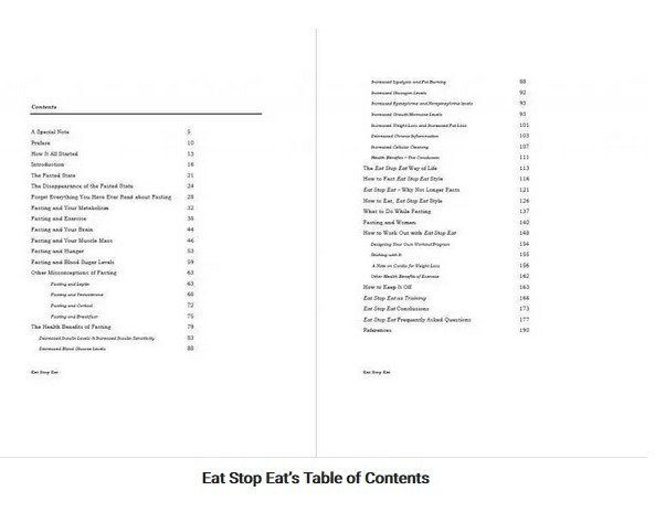 Eat Stop Eat Table of Contents