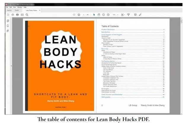 Lean Body Hacks Table of Content